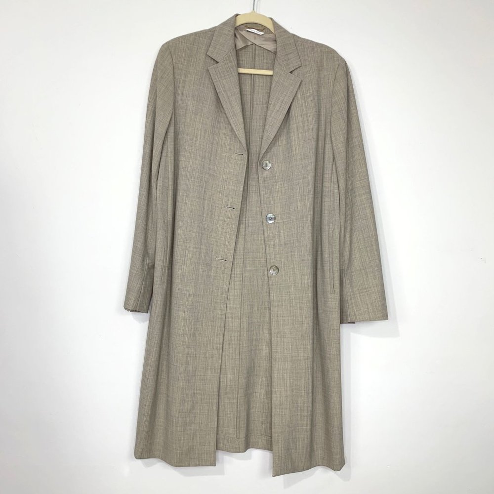 MAX MARA Women's Grayish‎ Beige Long Sleeve Overcoat Sz 8 - Picture 2 of 10